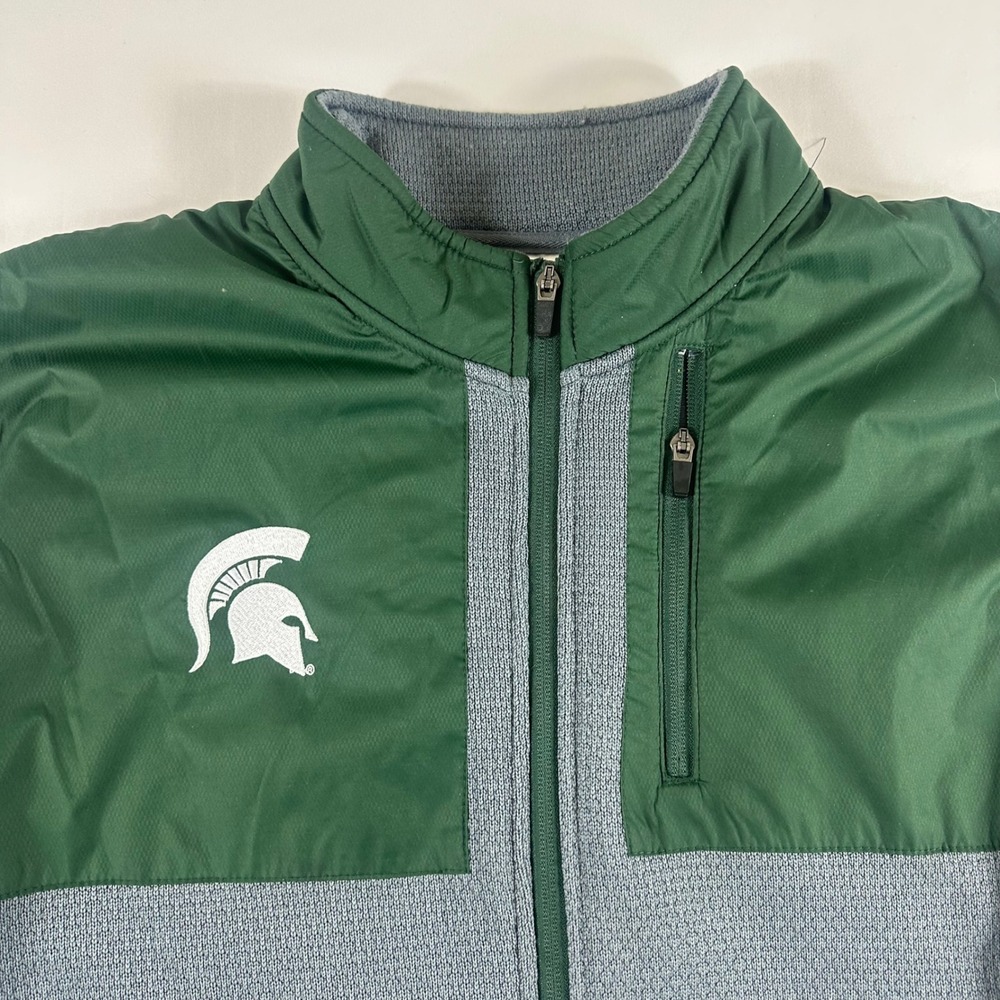 Michigan State Spartans Full‎ Zip Jacket Rivalry Threads 91 Mens XL Green Gray - Picture 4 of 11